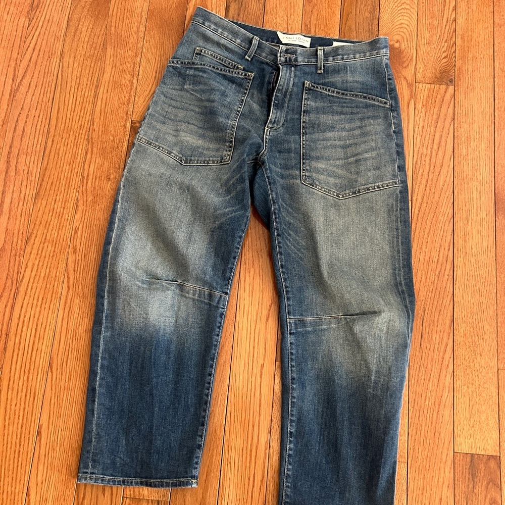 Nili Lotan Shon Denim Barrel Leg Pant